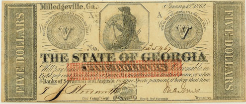 Georgia 1862 Five Dollar
